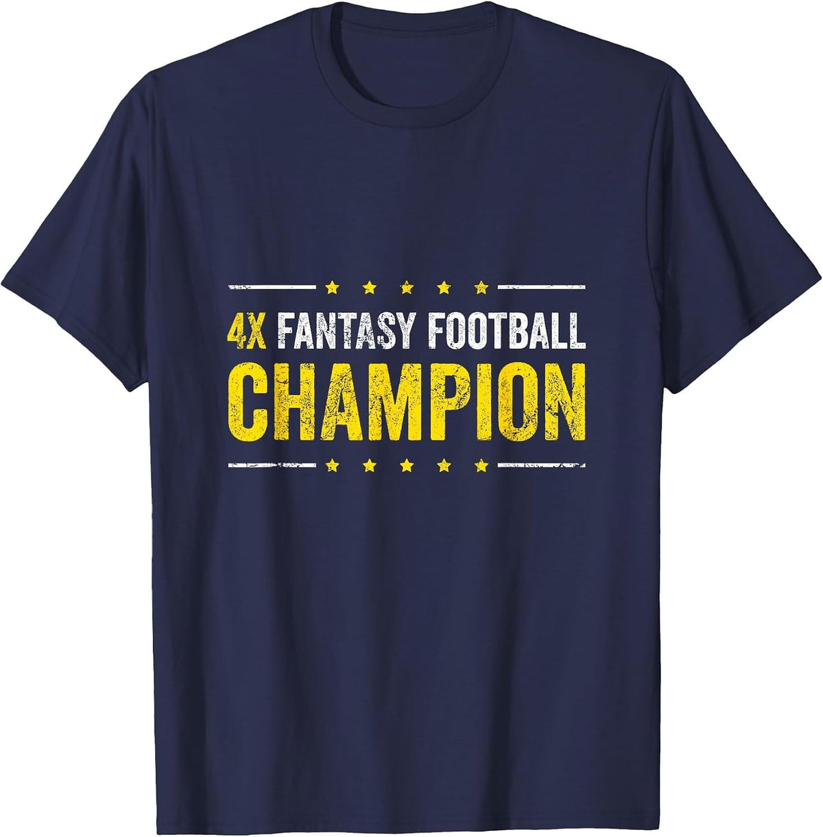 Fantasy Football 4 Time Winner Champ Champion T-Shirt - Navy Blue