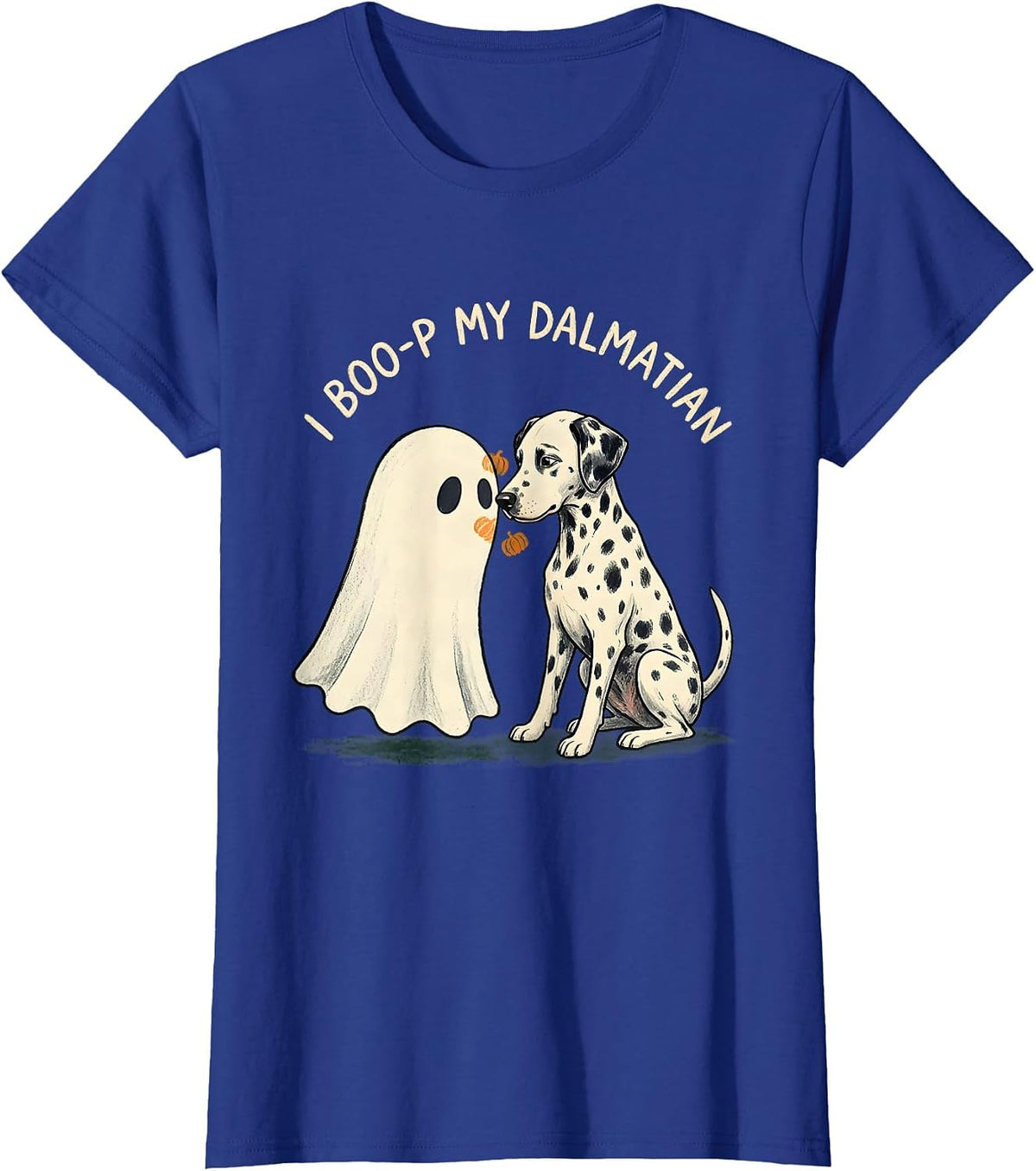 Women's I Boo-p My Dalmatian Funny Ghost Dog Mom Halloween Humor T-Shirt - Royal Blue