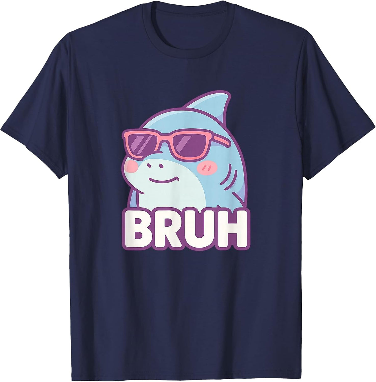Funny Bruh Joke Bro Shark Lover Ocean Wildlife Humor T-Shirt - Navy Blue