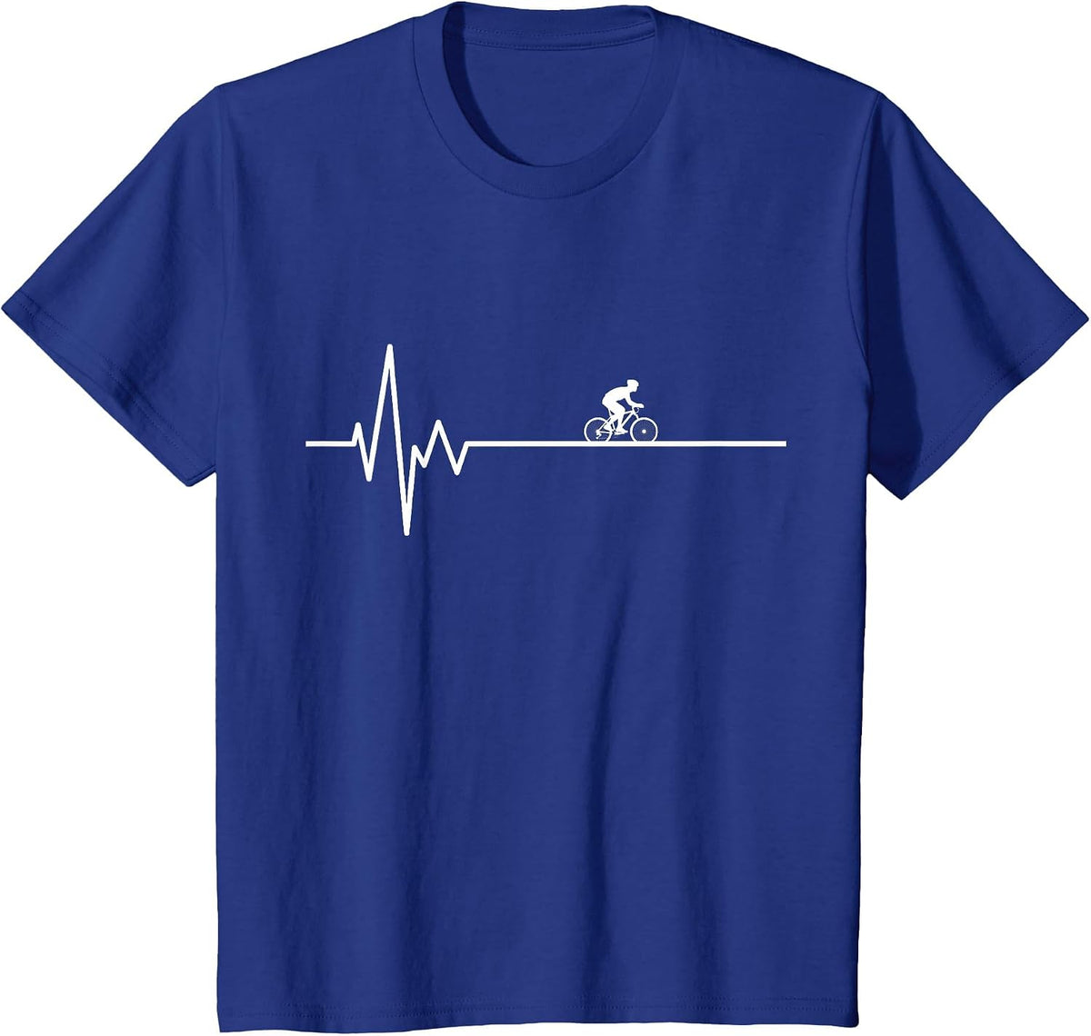 Bike Motif Bicycle Cyclist ECG Heartbeat Bicycle T-Shirt - Royal Blue