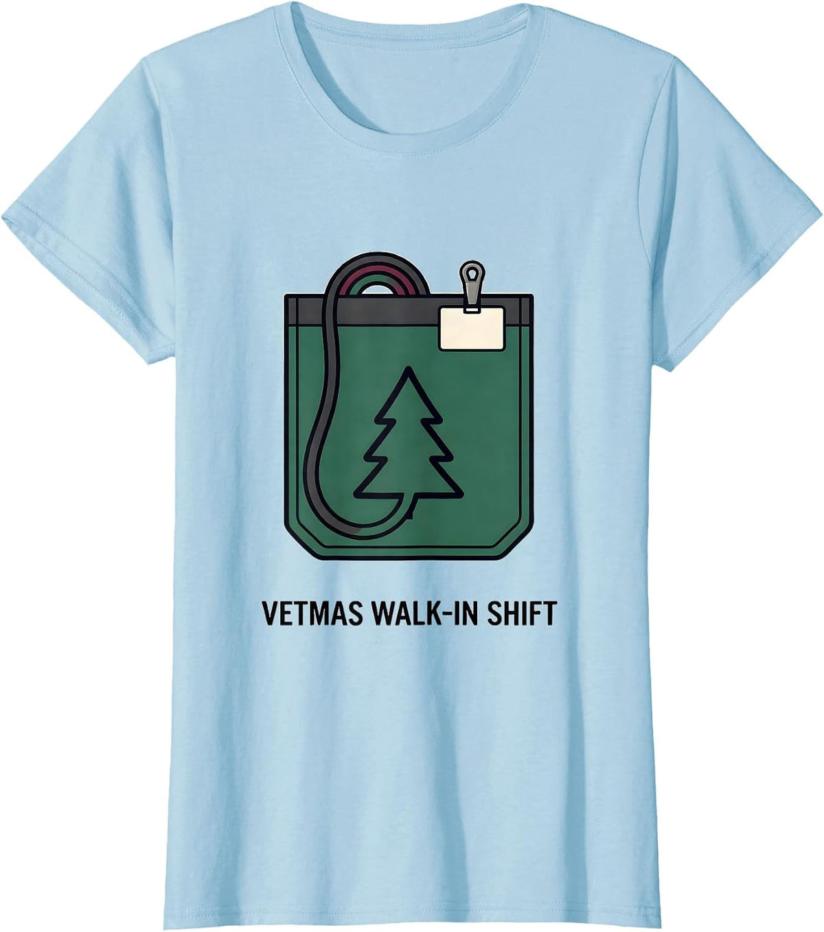 Vetmas Walk-In Shift Funny Vet Tech Christmas Veterinary T-Shirt - Baby Blue