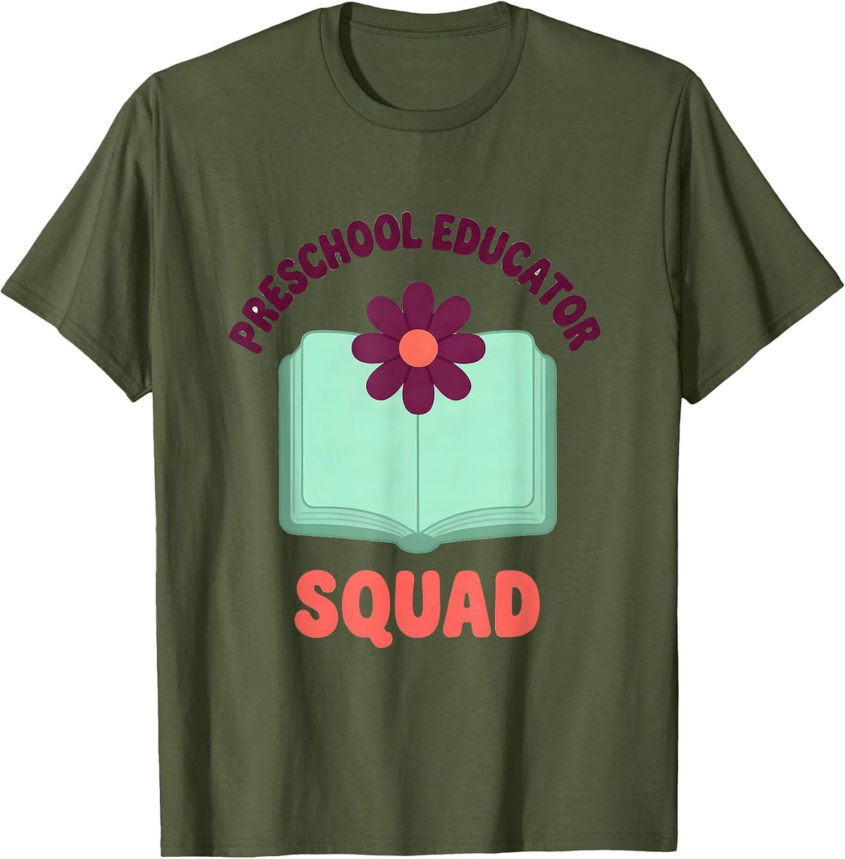 Men's Preschool Educator Squad Cute Kawaii Early Childhood Teacher T-Shirt - Olive Green