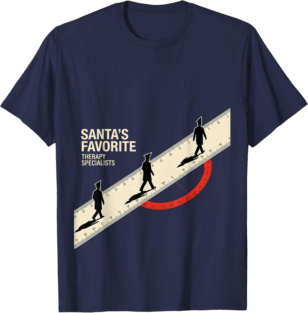 Men's Santa's Favorite Therapy Specialists Funny Physical Therapy T-Shirt - Navy Blue