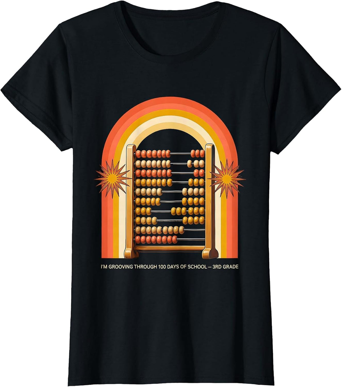 Women's I’m Grooving Through 100 Days Of School — 3rd Grade Retro T-Shirt - Black