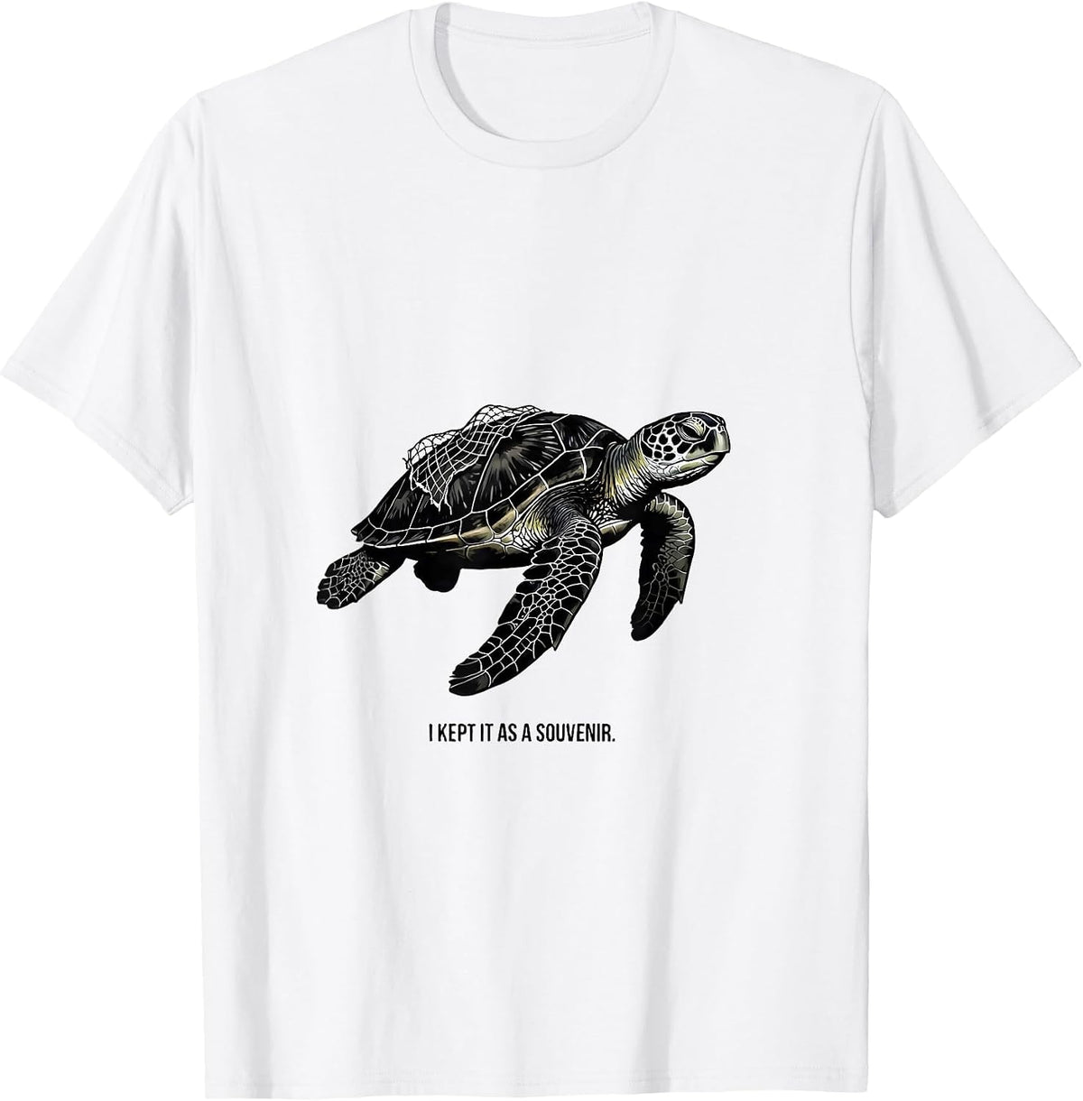 Men's I Kept It As A Souvenir Minimalist Sea Turtle Ocean Lover T-Shirt - White
