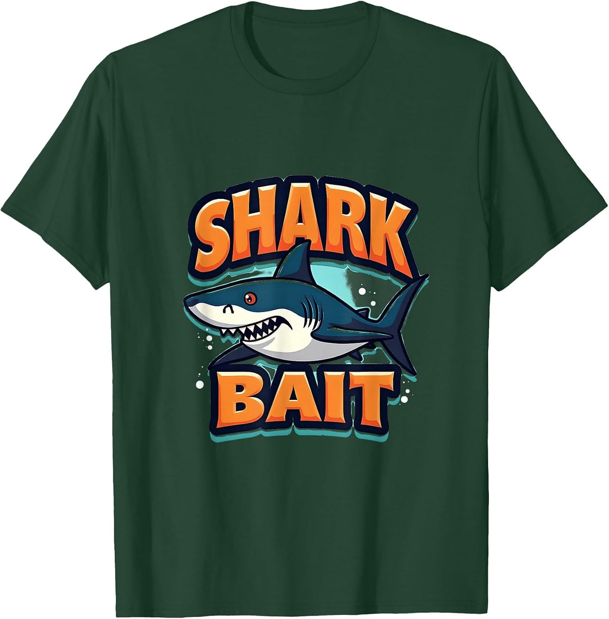 Shark Bait Ocean Predator Graphic Design T-Shirt - Dark Green