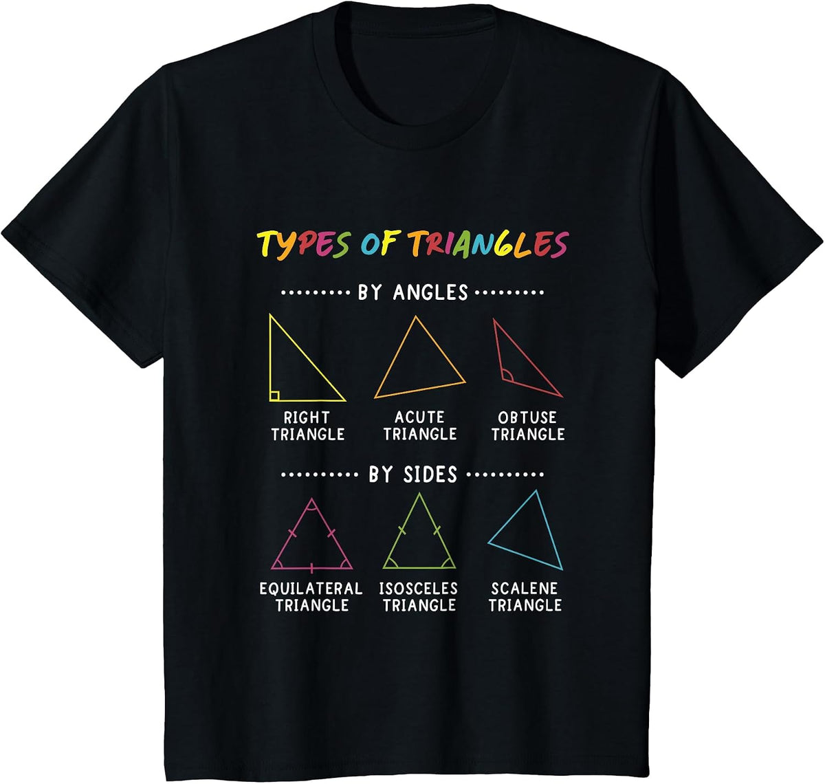 Types of Triangles Math Geometry Teacher Shape Education T-Shirt - Black