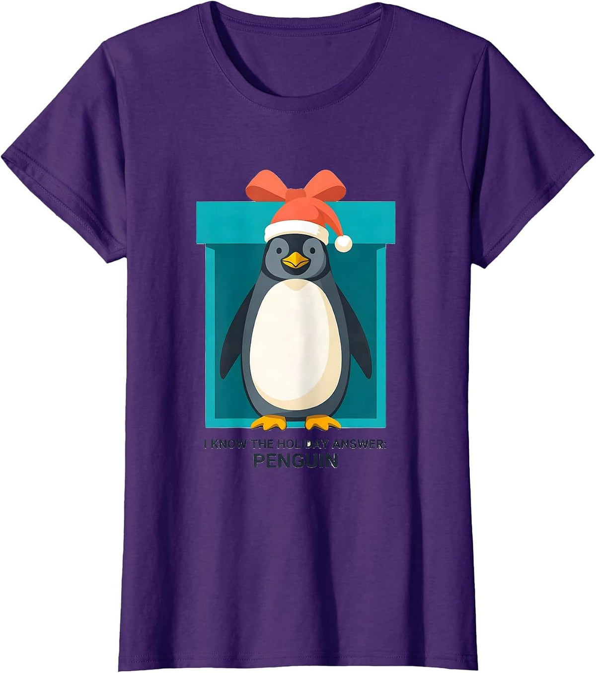 Women's I Know The Holiday Answer: Penguin Funny Penguin Lover T-Shirt - Purple