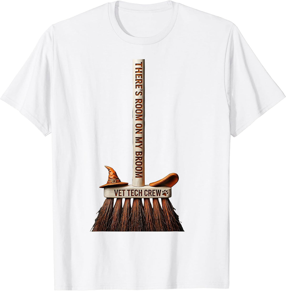Men's There's Room On My Broom Vet Tech Crew Halloween T-Shirt - White