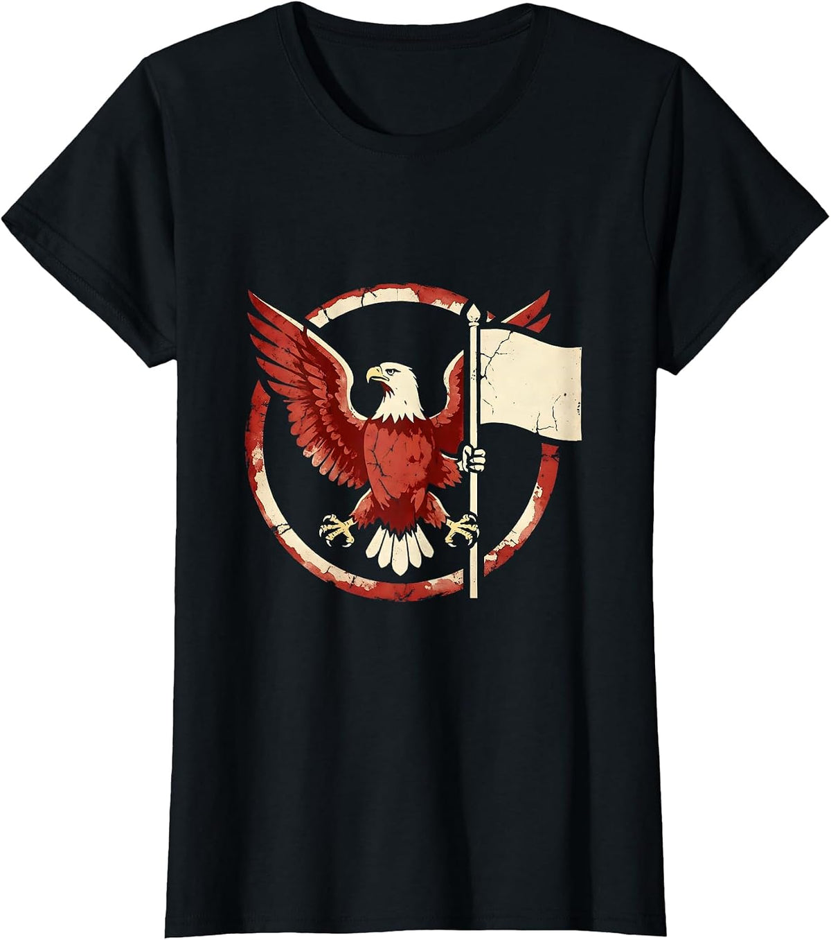Women's Bald Eagle American Flag Patriotic Graphic T-Shirt - Black