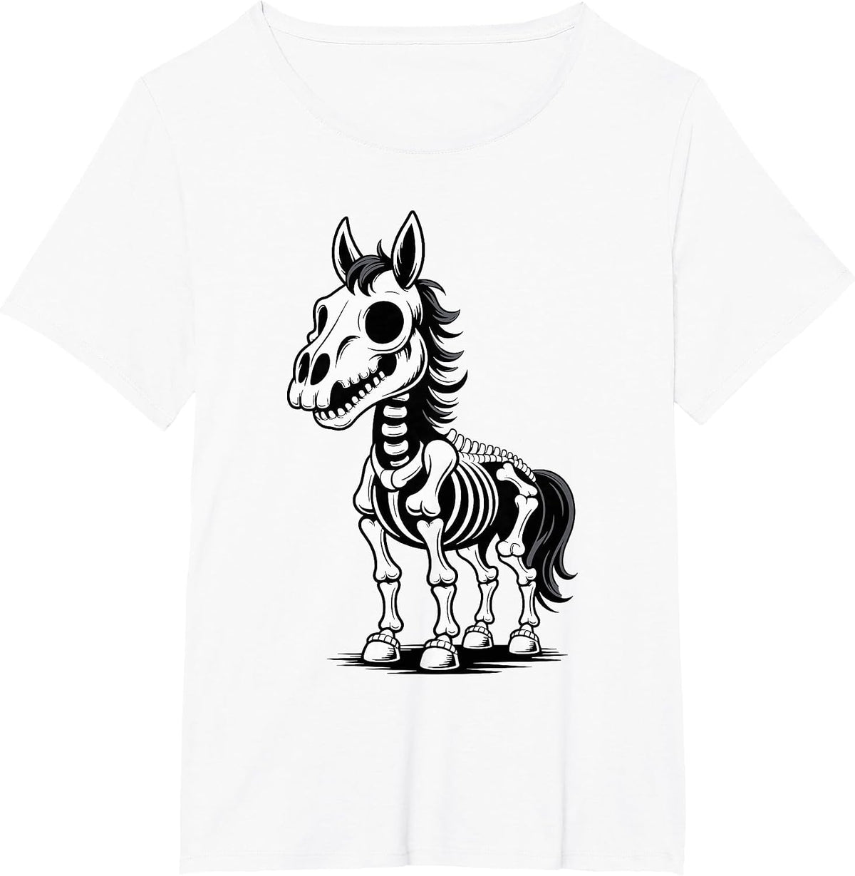 Halloween Horse Skeleton Spooky Horseback Riding T-Shirt - White