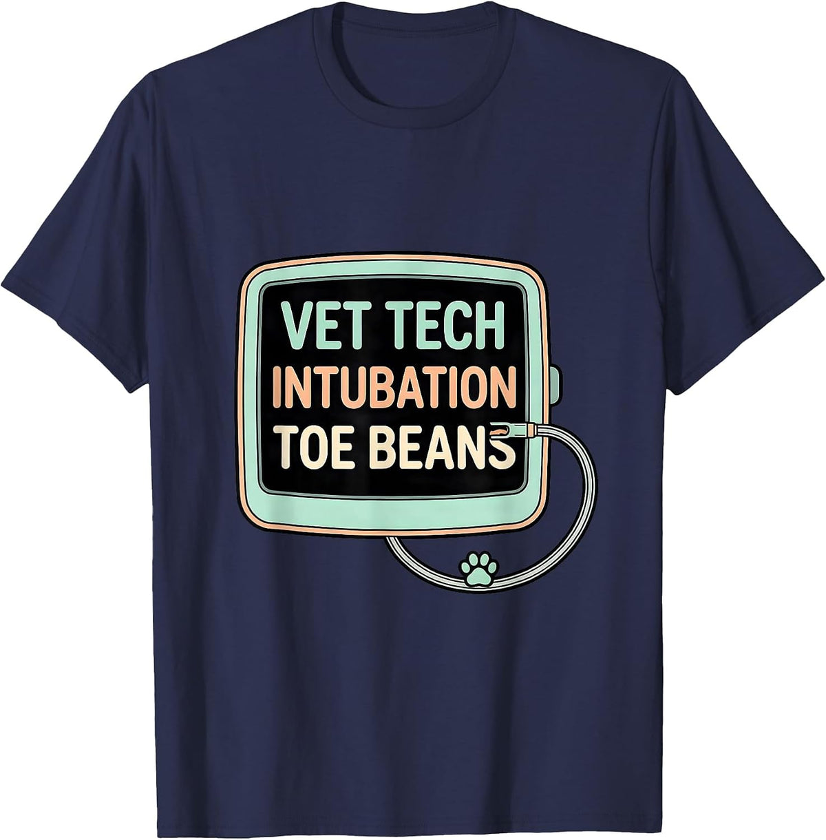 Vet Tech Intubation Toe Beans Pastel Vet Tech Appreciation T-Shirt - Navy Blue