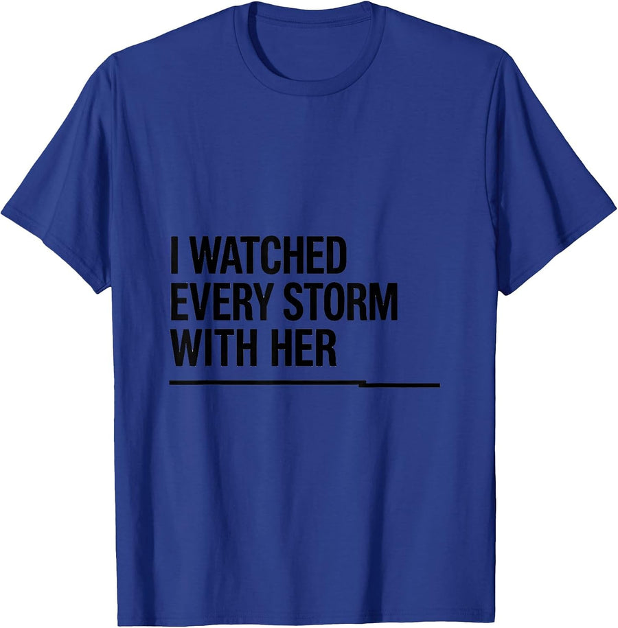 I Watched Every Storm With Her Memorial Bald Eagle Fan T-Shirt - Royal Blue