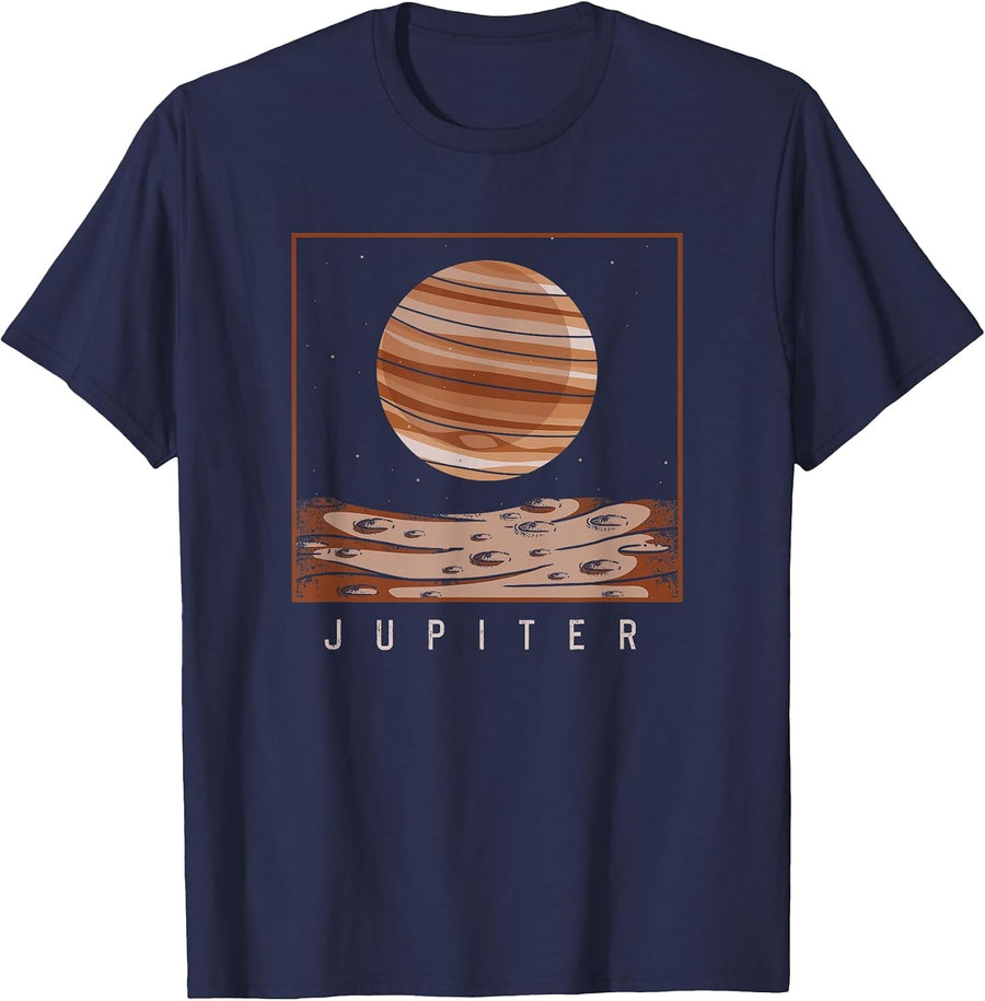 Space Galaxy Fan Jupiter Planet Astronomy Astronaut T-Shirt - Navy Blue