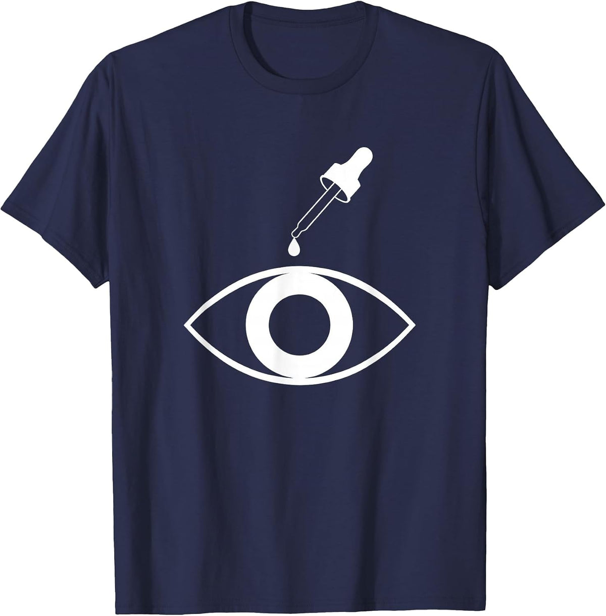 School Nurse Eyedropper Eye Illustration T-Shirt - Navy Blue