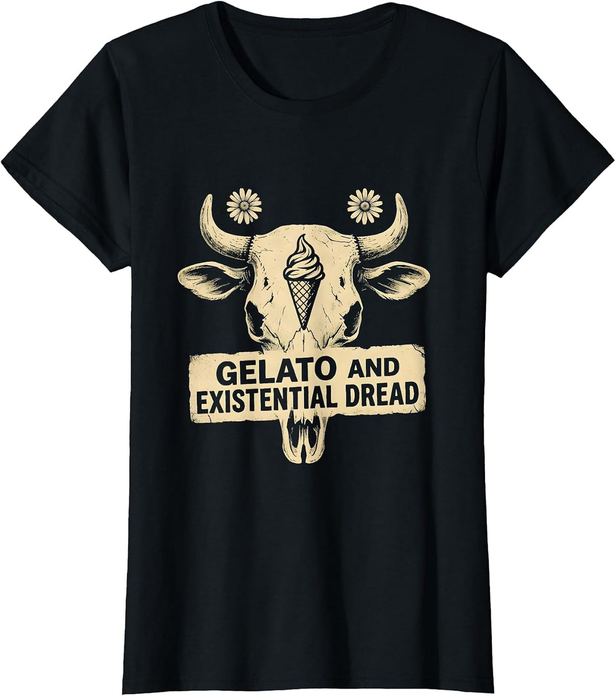 Gelato and Existential Dread Italian Brainrot T-Shirt - Black