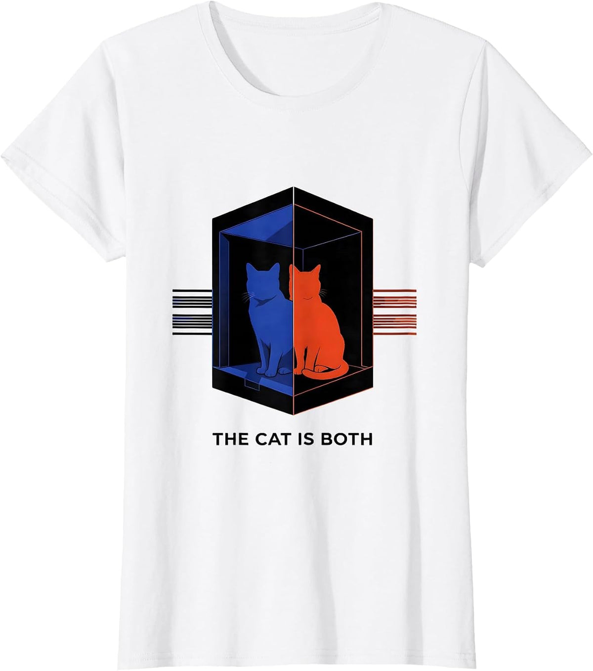 The Cat Is Both Quantum Physics Humor Science Geek Gift T-Shirt - White