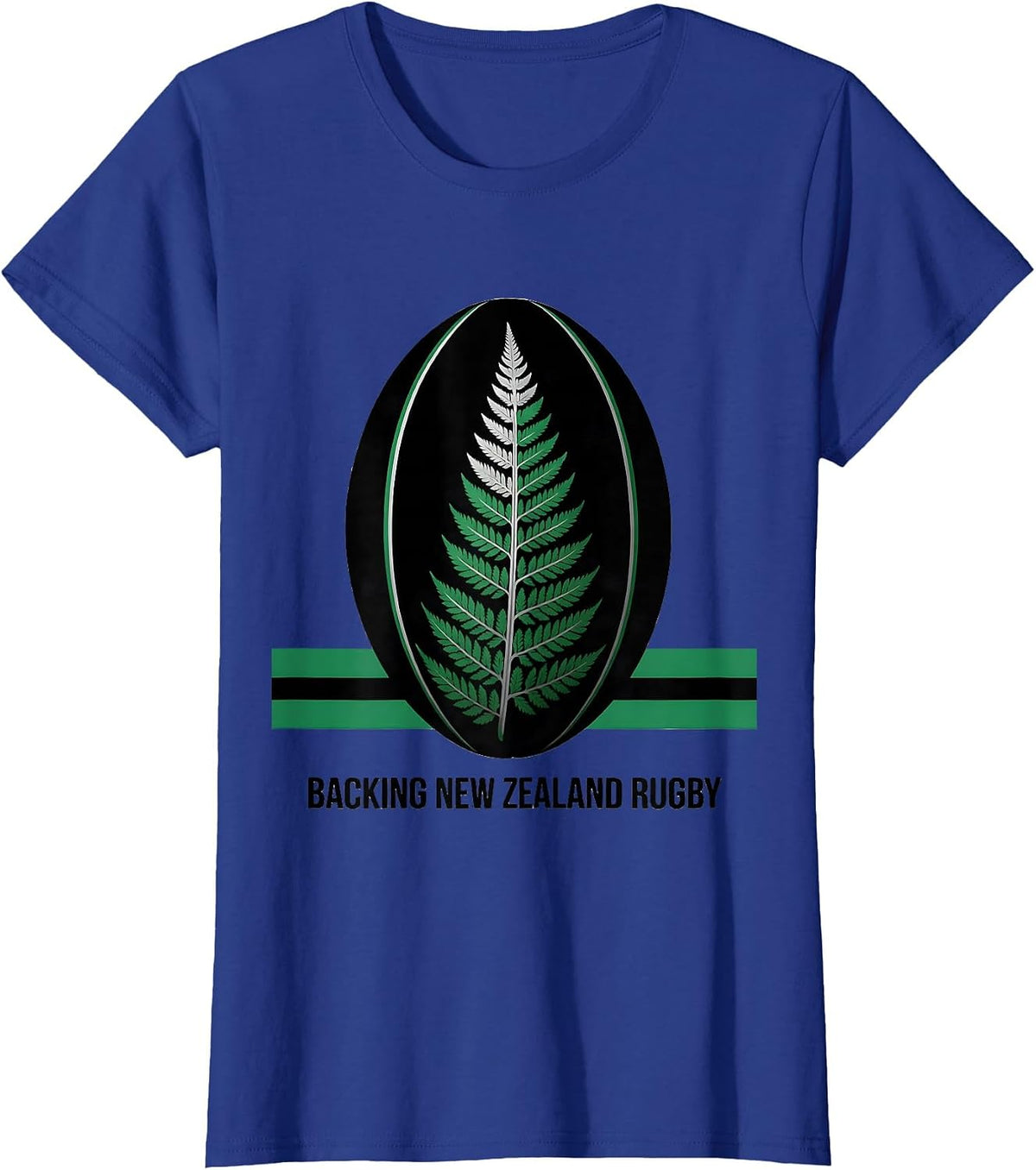 Women's Backing New Zealand Rugby Sports Kiwi Rugby Fan Gift T-Shirt - Royal Blue