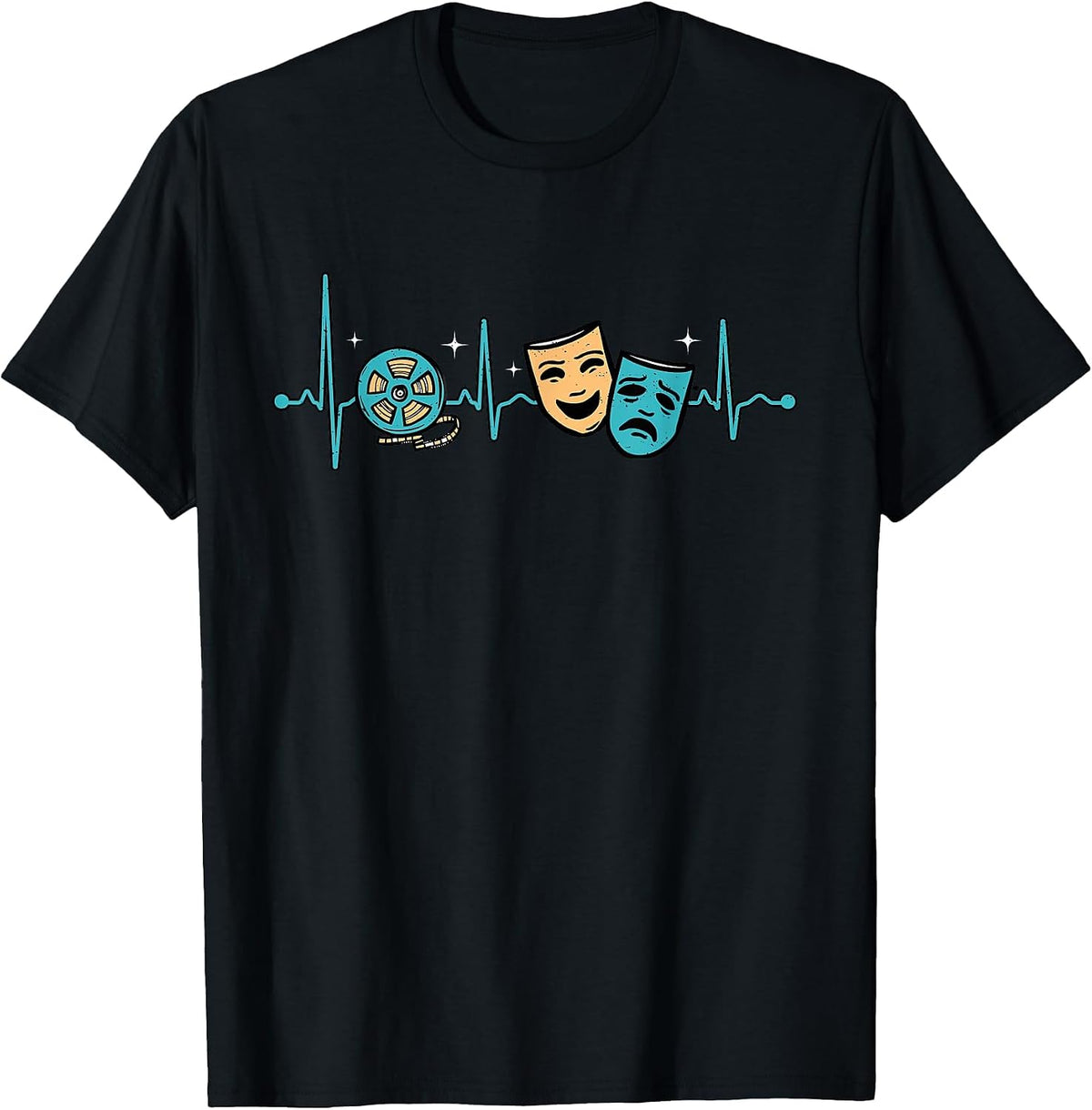 Drama Heartbeat Theater Actor Stage Play Musical Drama Lover T-Shirt - Black