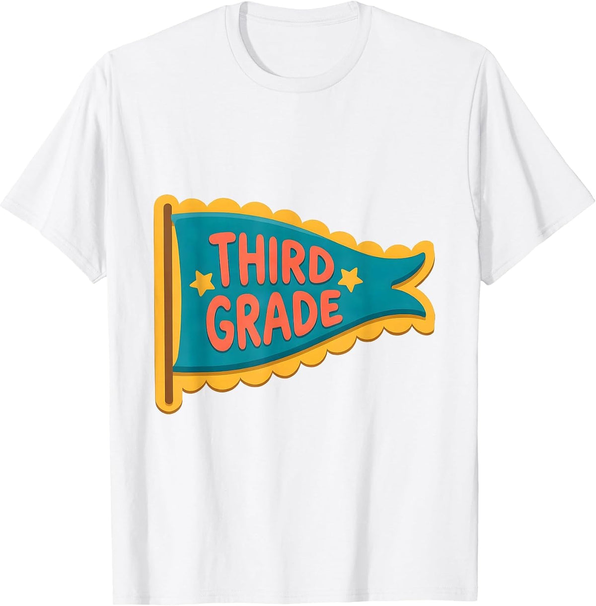 Men's Third Grade Flat Vector Pennant Back To School Girl T-Shirt - White