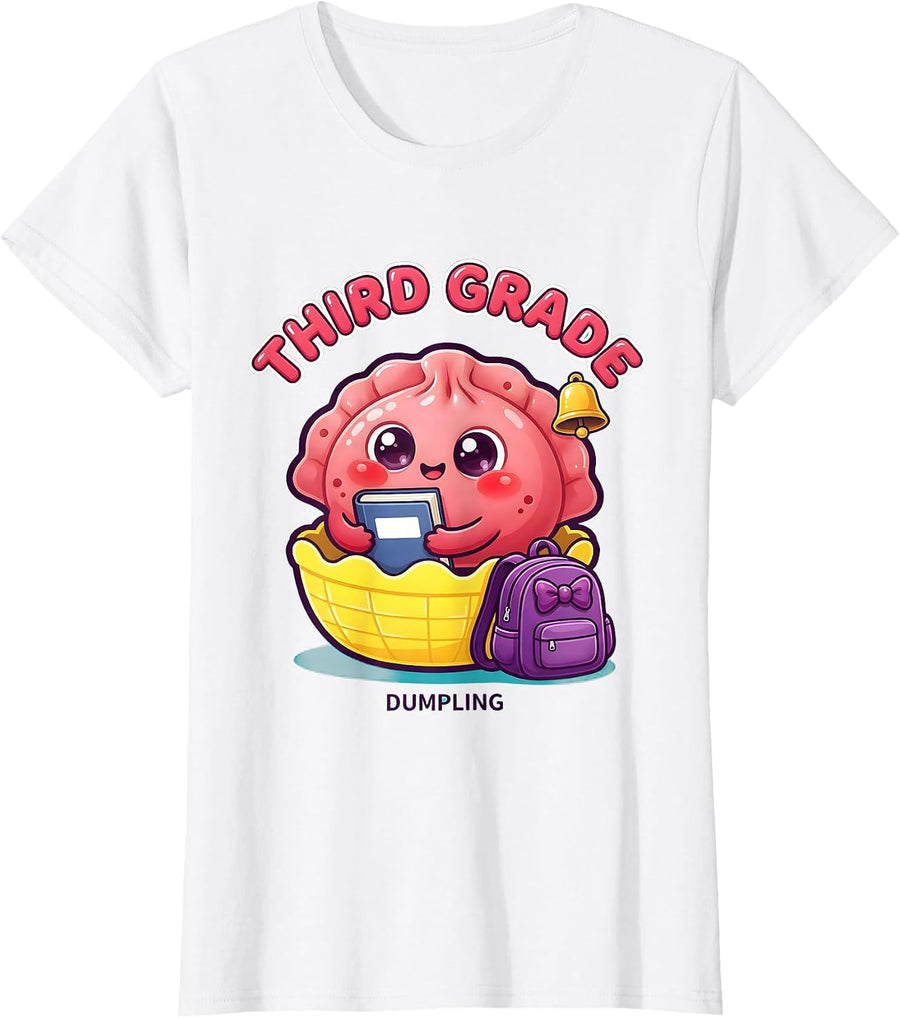 Women's Third Grade Dumpling Cute Kawaii Back to School Girl Teacher T-Shirt - White