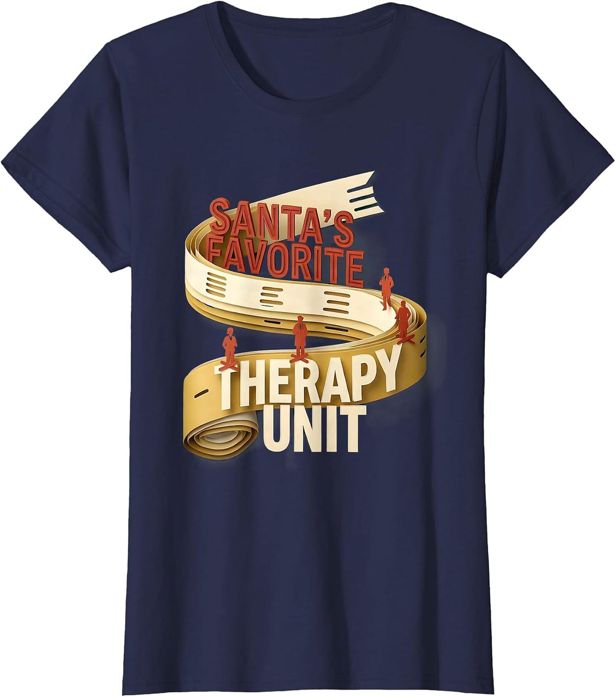 Women's Santa's Favorite Therapy Unit Funny Physical Therapy T-Shirt - Navy Blue