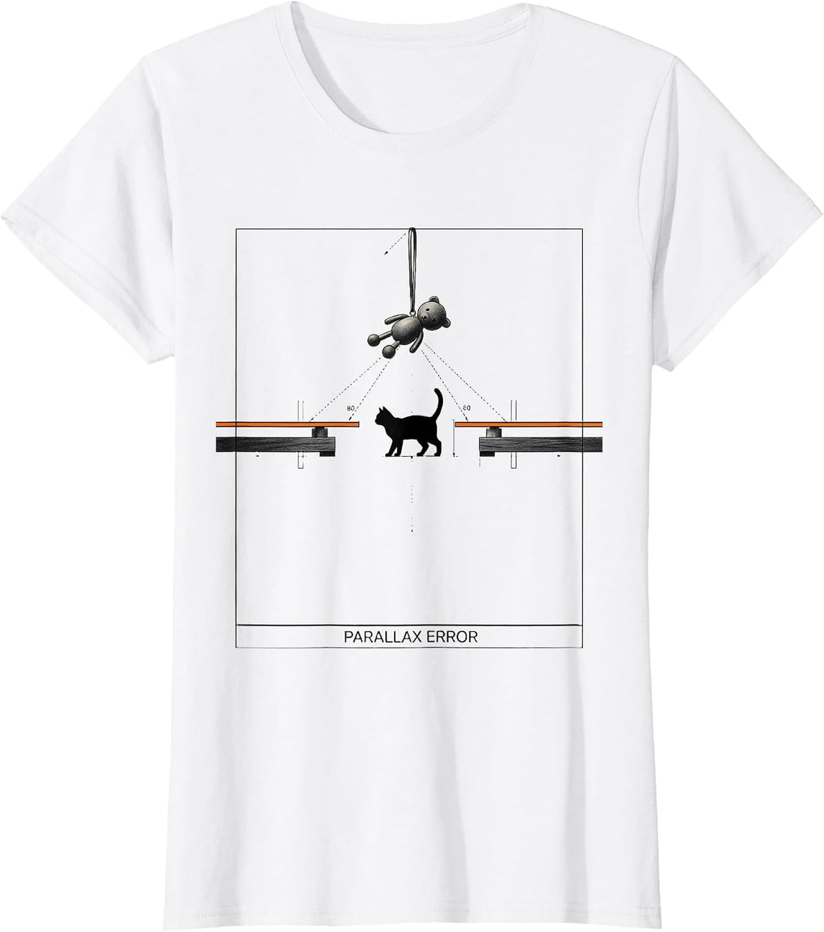 Women's Parallax Error Funny Cat Physics Humor Science Teacher Gift T-Shirt - White