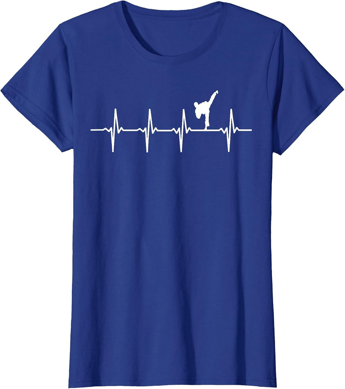Karate & Taekwondo Heartbeat - Black Belt Karateka T-Shirt - Royal Blue