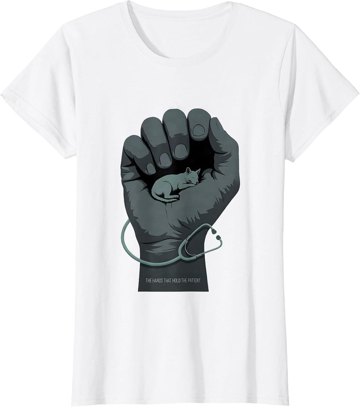 The Hands That Hold The Patient Funny Vet Tech Veterinary T-Shirt - White