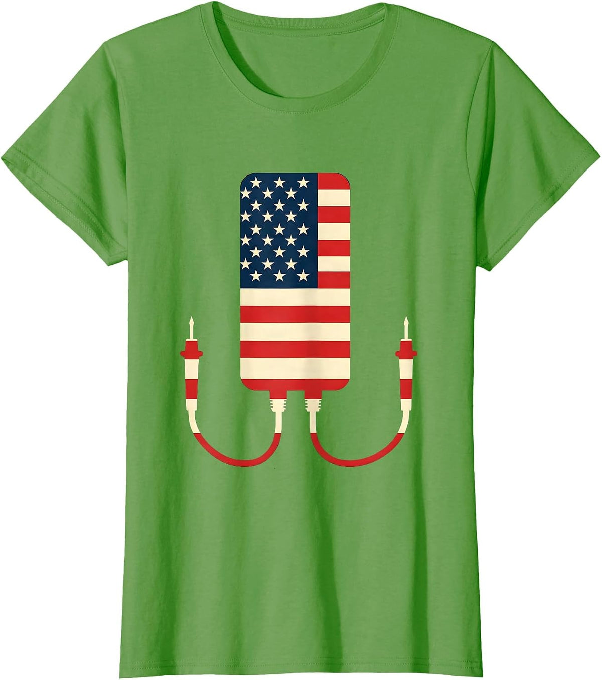 Women's Handheld Multimeter Skilled Trades Worker Patriotic Pride T-Shirt - Grass Green