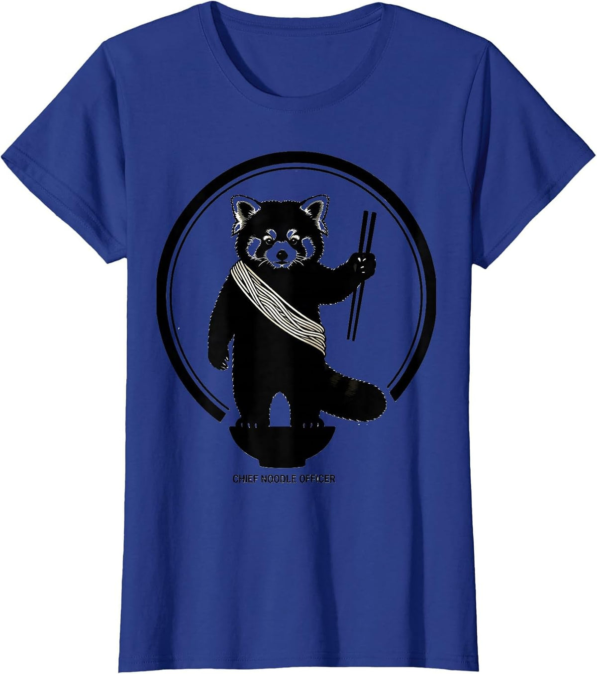 Women's Chief Noodle Officer Cute Red Panda Kawaii Anime Food Lover T-Shirt - Royal Blue