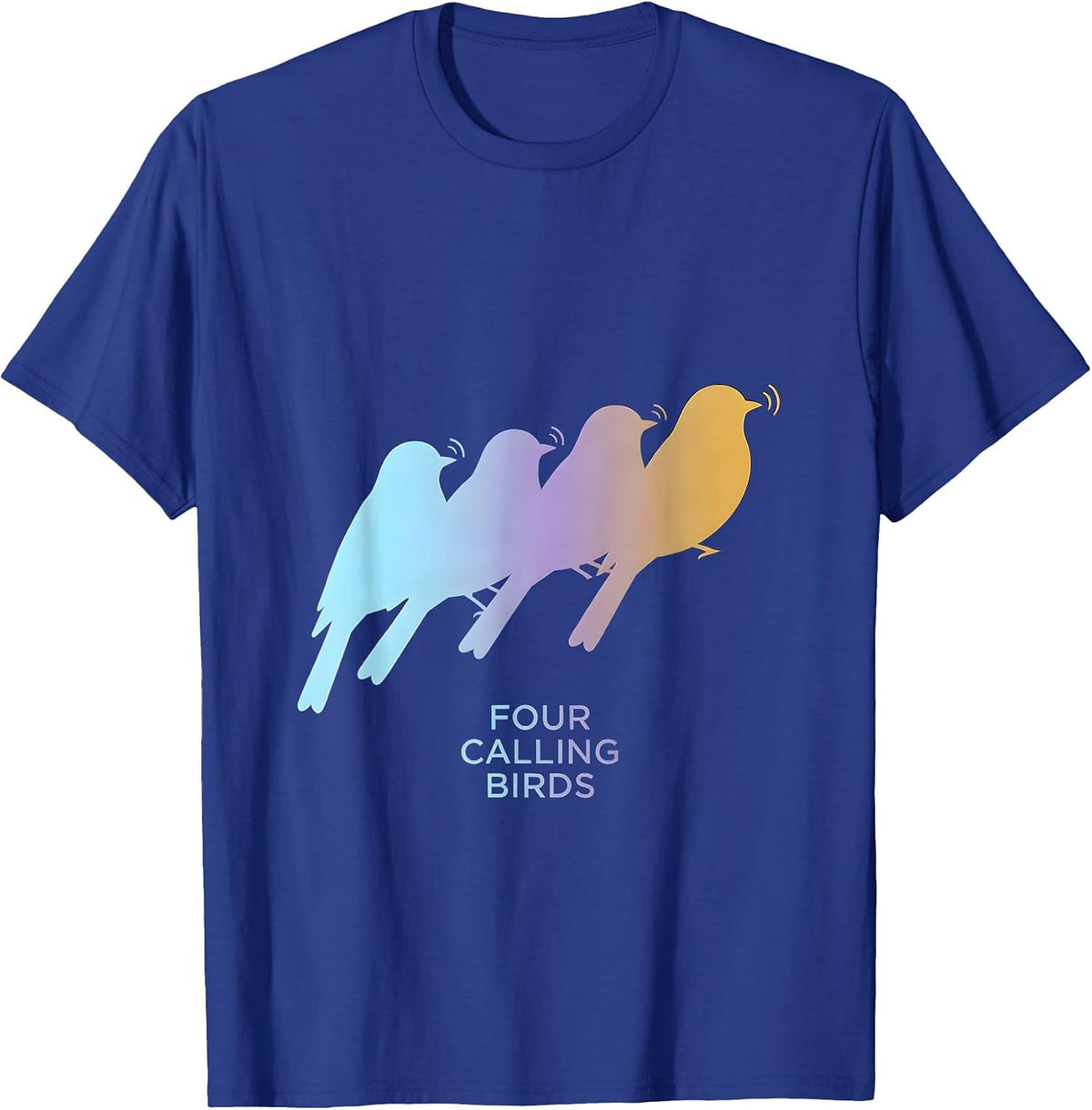 Four Calling Birds Classic Christmas Carol Song Verse T-Shirt - Royal Blue