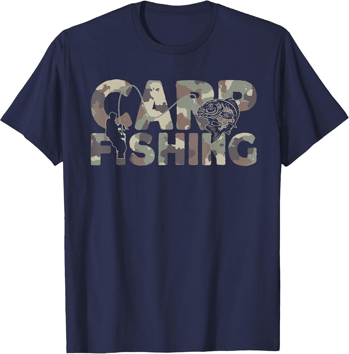 Carp Fisherman Camouflage Carp Fishing T-Shirt - Navy Blue