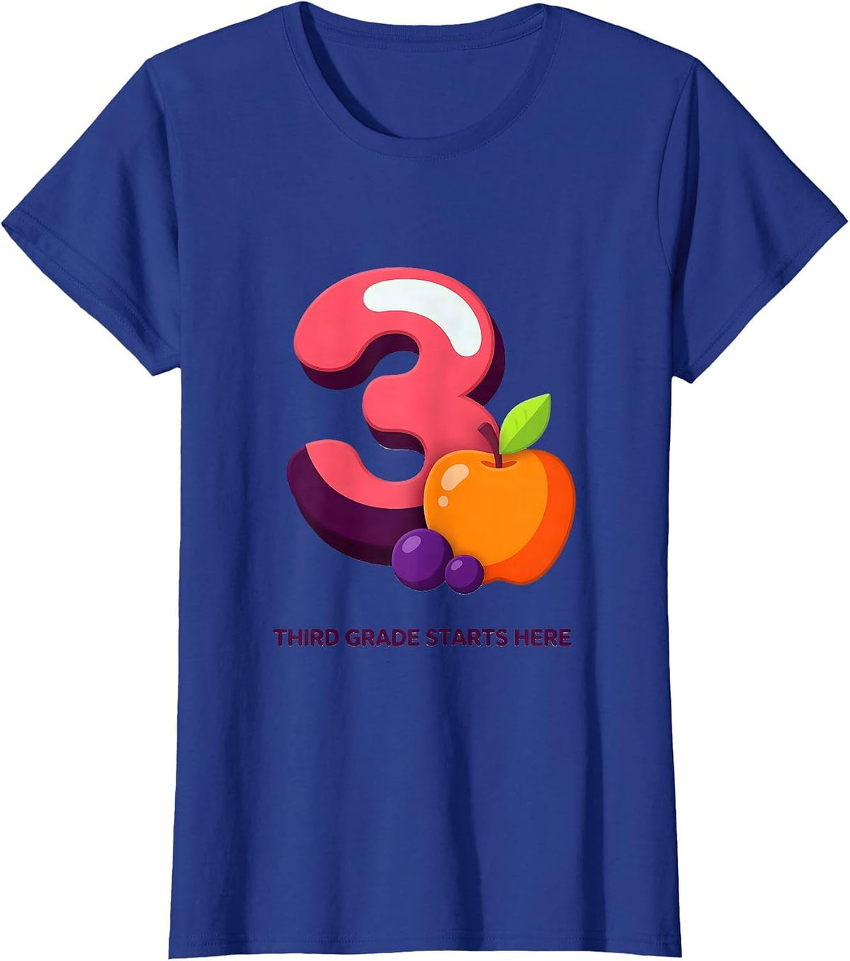 Women's Third Grade Starts Here Playful Back To School First Day T-Shirt - Royal Blue