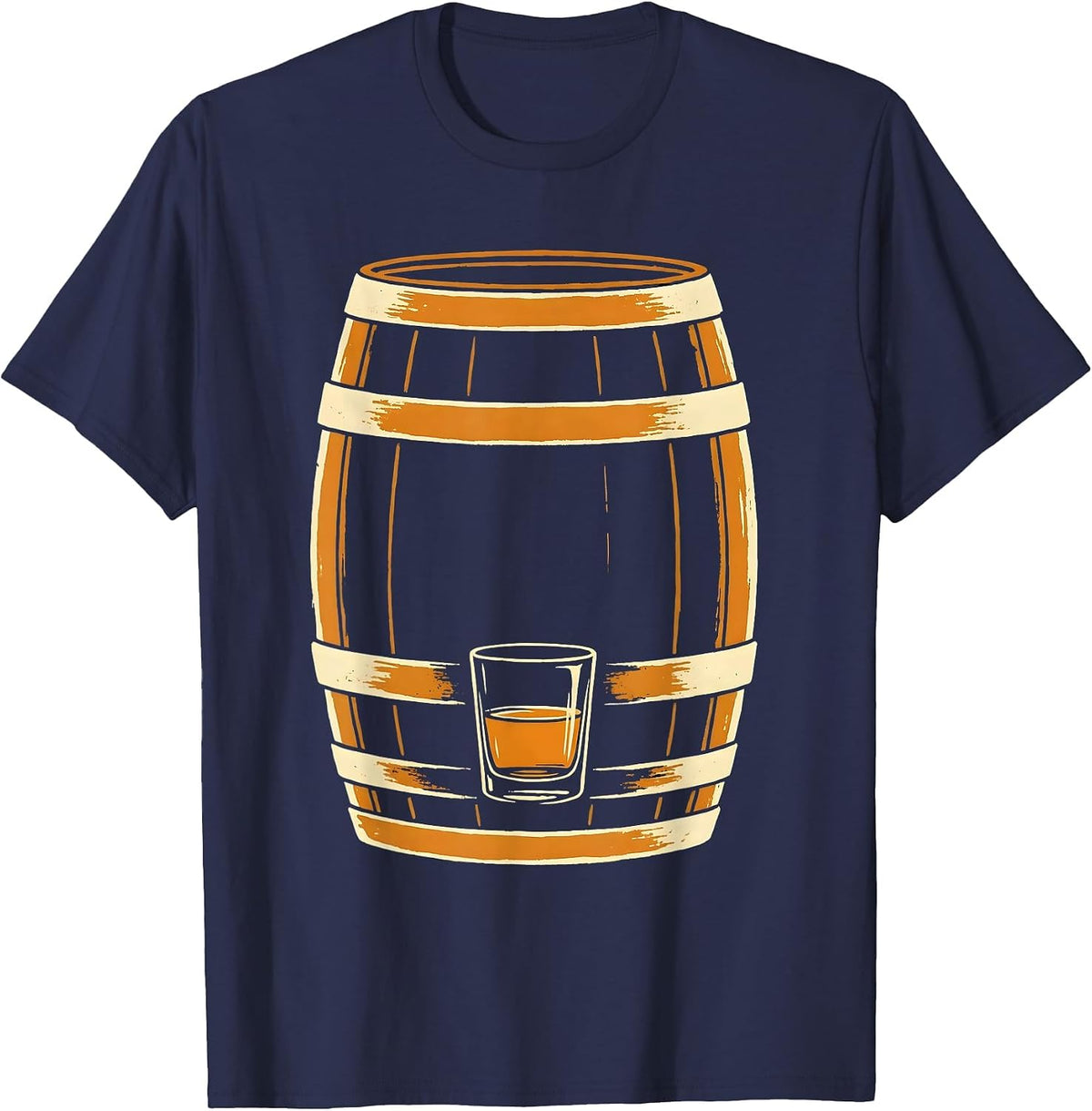 Bourbon Barrel Whiskey Lover Deadpan Humor T-Shirt - Navy Blue