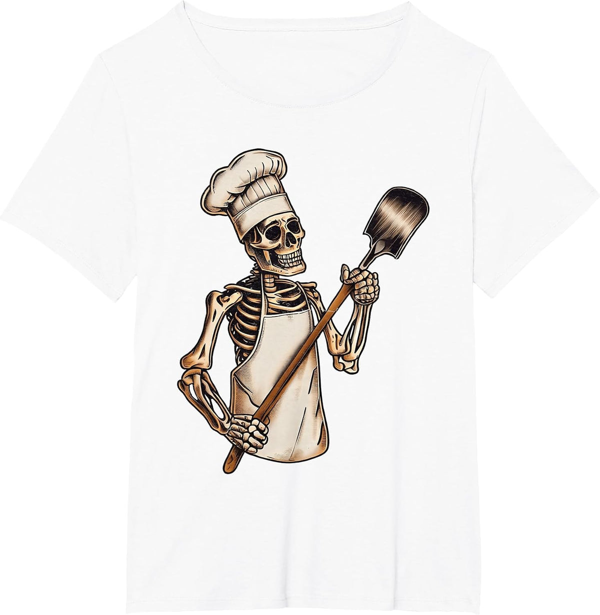 Skeleton Chef Cook Spooky Horror Halloween Costume Party T-Shirt - White