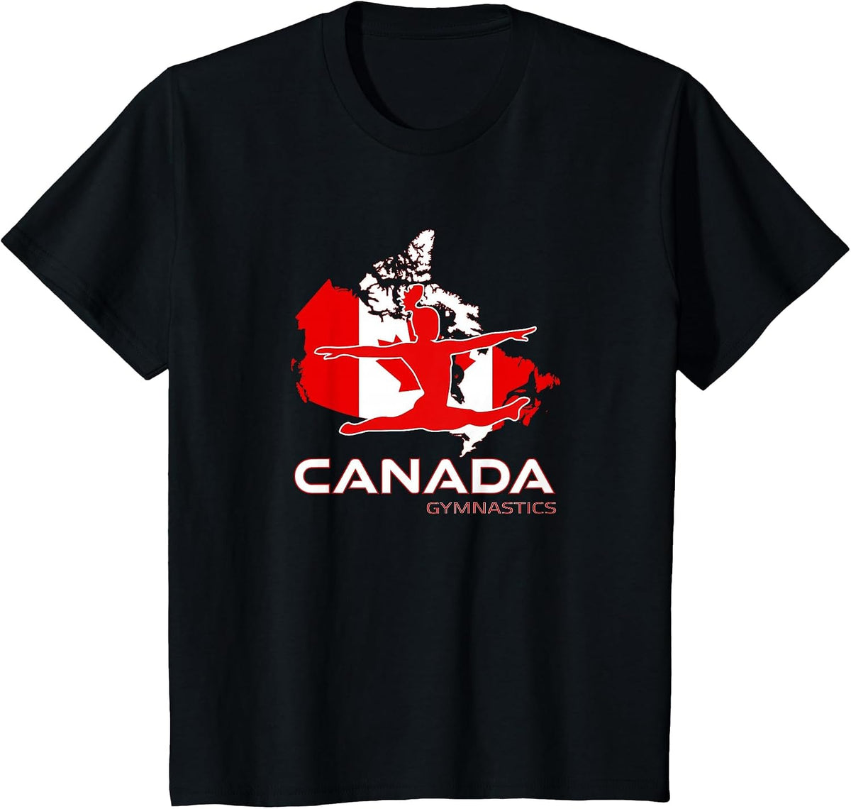 Canada Flag Art Acrobat Girls Tumbling Team Canadian Gymnast T-Shirt - Black
