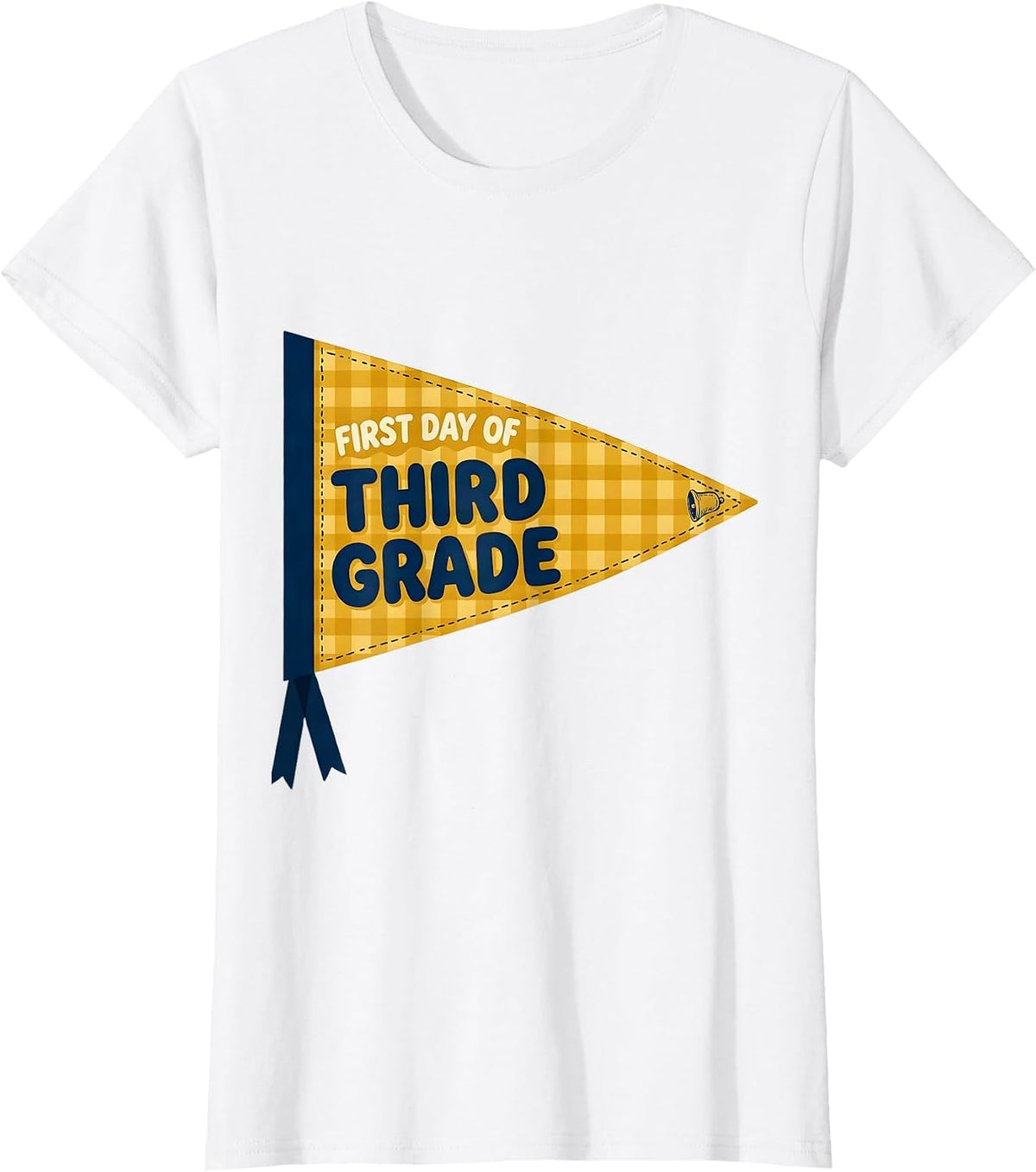 Women's First Day of Third Grade Preppy Pennant Back to School T-Shirt - White