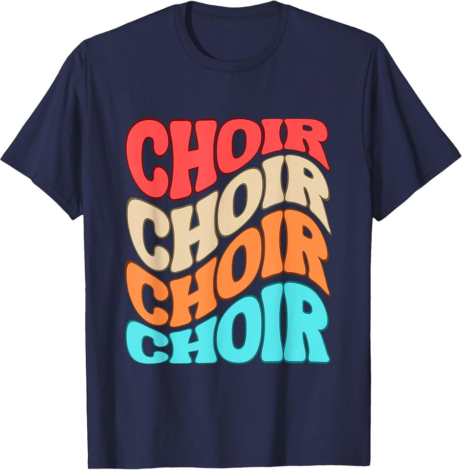 Groovy Retro Choir Music Singer Director Teacher Show Choir T-Shirt - Navy Blue