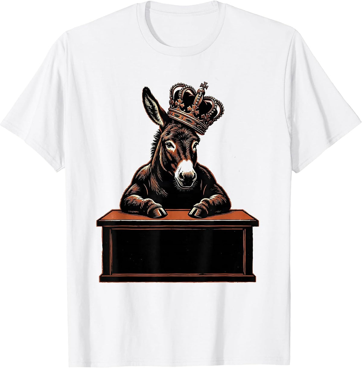 Men's Donkey King at Desk Funny Boss Graphic Tee T-Shirt - White