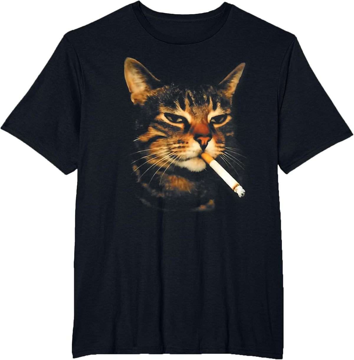 Funny Smoking Cat Cigarette Kitten Meme Stupid Brainrot T-Shirt - Black