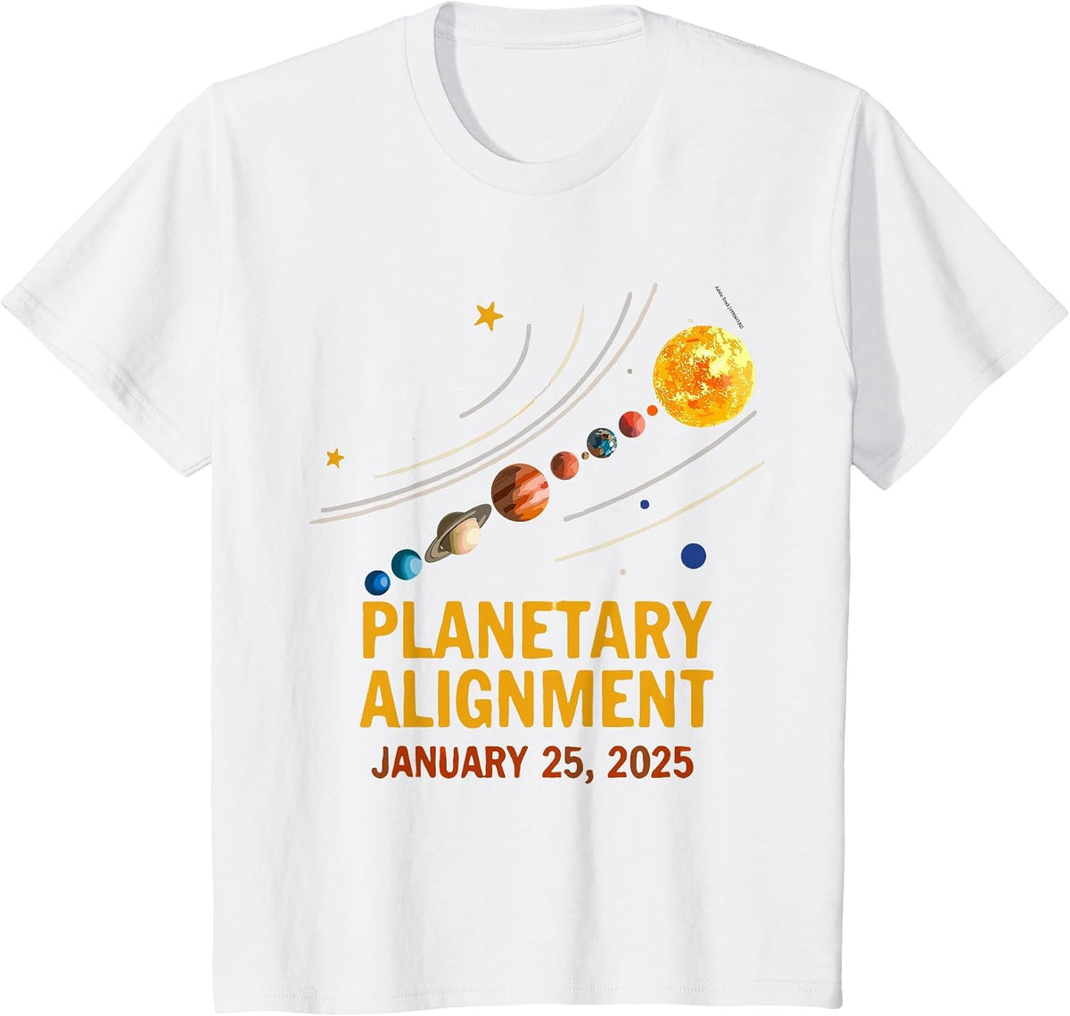 System Solar Planets Planetary Alignment January 25th 2025 T-Shirt - White