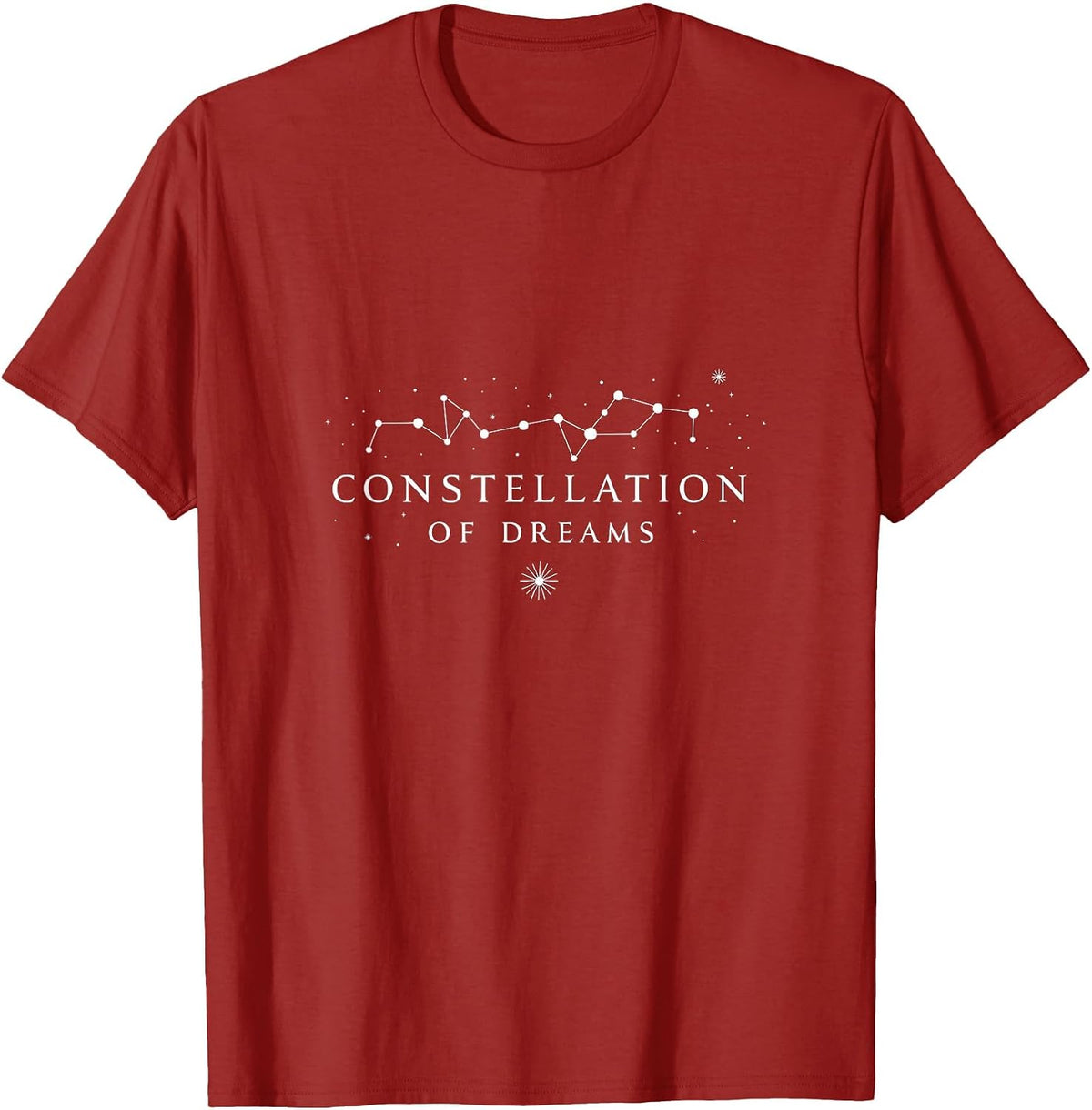Constellation of Dreams Celestial Star Design T-Shirt - Cranberry Red
