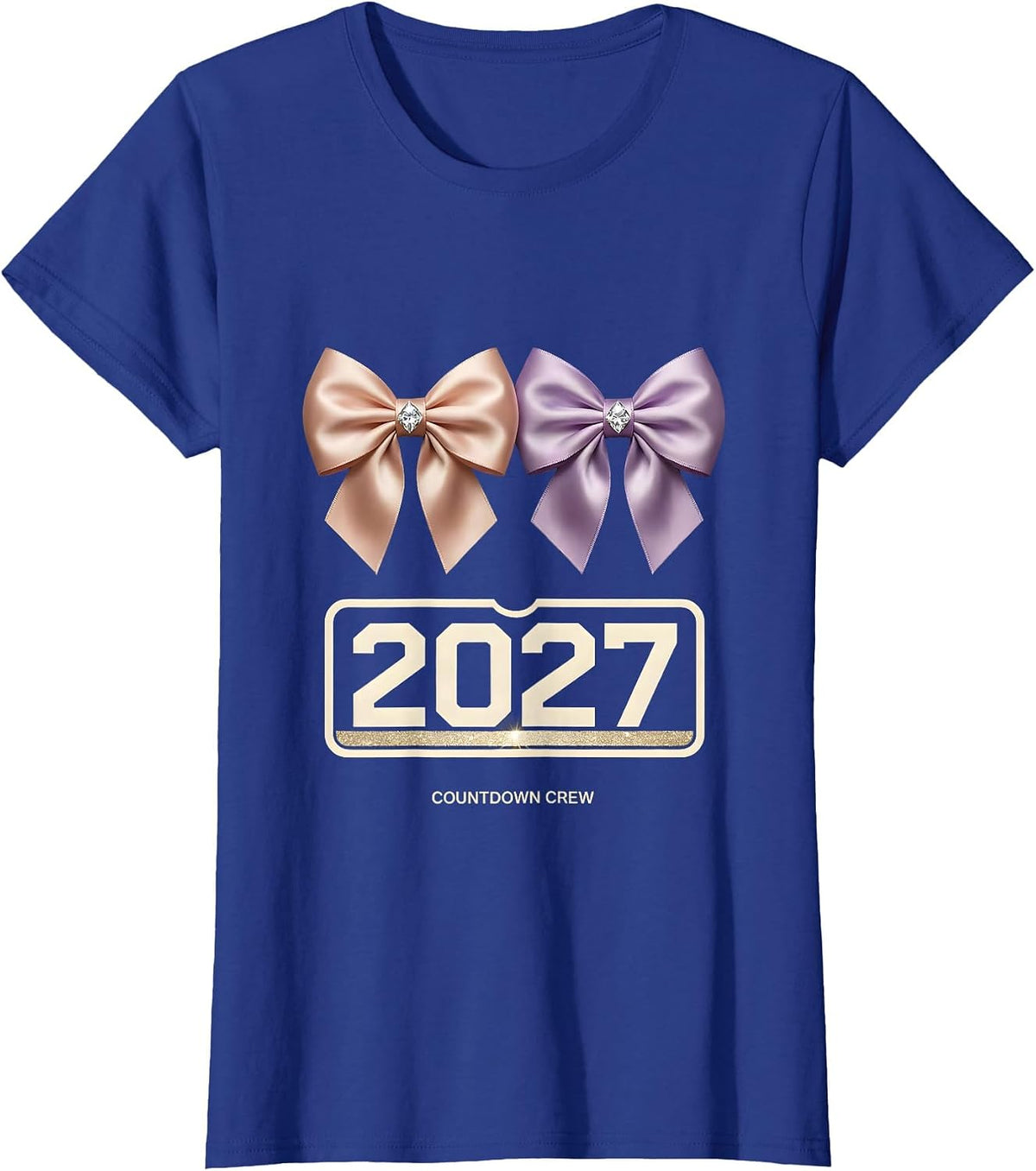 Women's Countdown Crew 2027 Playful Festive New Years Eve Party Top T-Shirt - Royal Blue