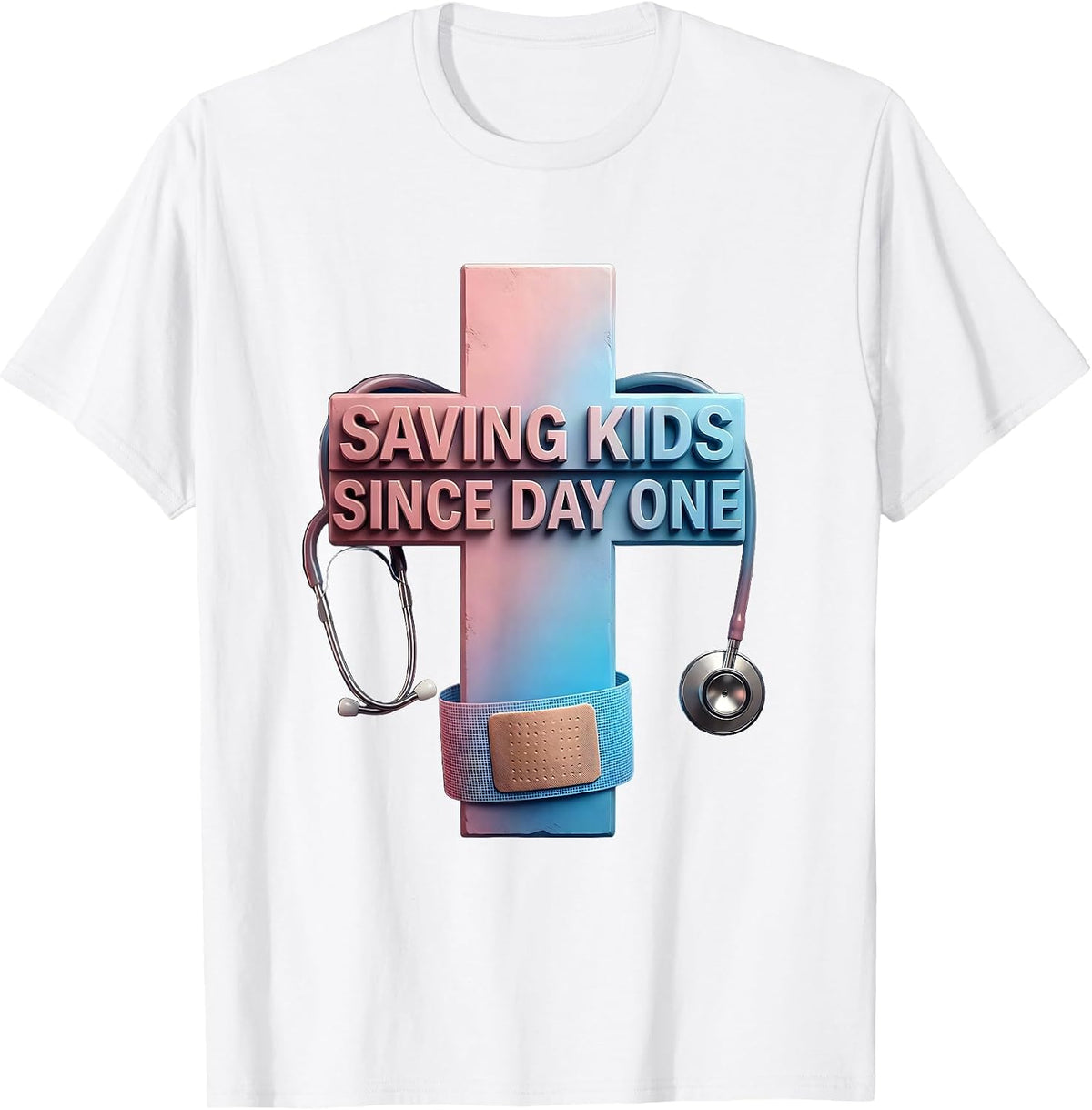 Men's Saving Kids Since Day One School Nurse Design T-Shirt - White