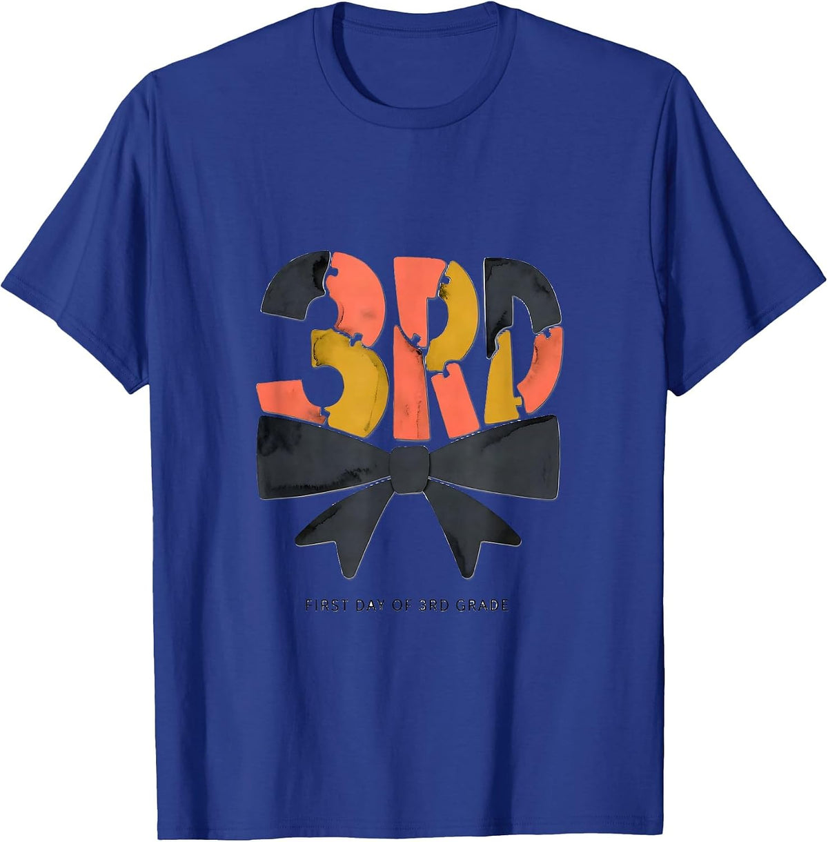 First Day Of 3rd Grade Midcentury Modern Coquette Bow Back T-Shirt - Royal Blue