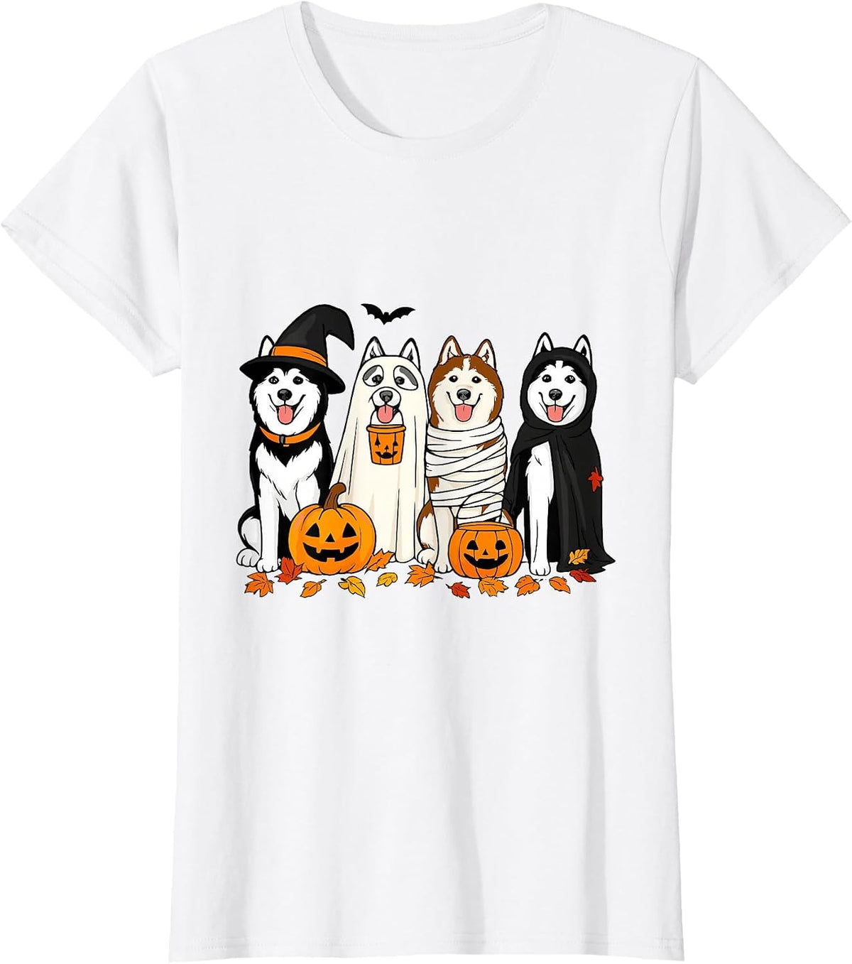 Funny Husky Ghost Dogs Halloween Dog Spooky T-Shirt - White