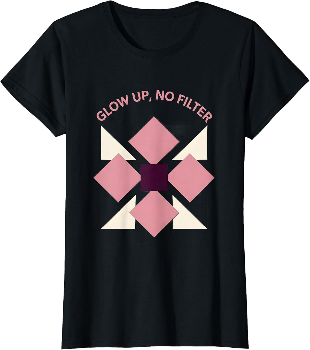 Glow Up No Filter K-Beauty Skincare Design T-Shirt - Black