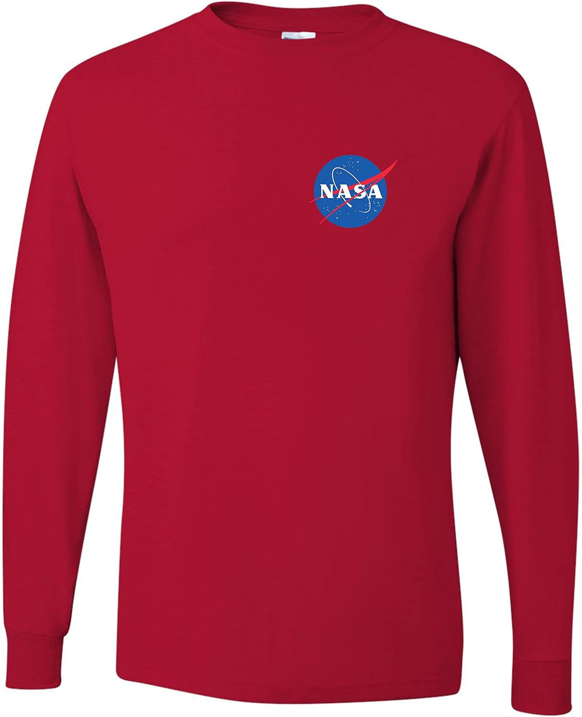 Go All Out NASA Blue Meatball Left Chest Logo Mens Long Sleeve T-Shirt - Mens Red