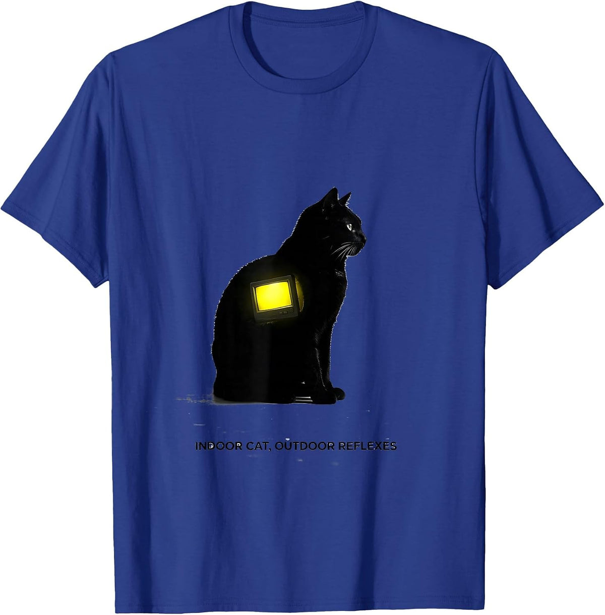 Indoor Cat Outdoor Reflexes Funny Cat Gamer Video Game Humor T-Shirt - Royal Blue